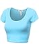 FPT Womens Basic Short Sleeve Scoopneck Crop Top