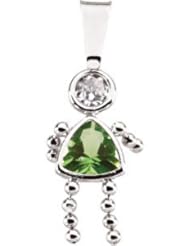 Genuine Ibiza 14K White Gold Girl Pendant With Cz & Tri Births August Tation Birthstone Grams 0.7.100% Satisfaction Guaranteed.