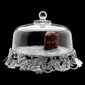Arthur Court Grape 14-Inch Covered Cake Tray with Glass Dome