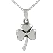 Sterling Silver Polished Four Leaf Clover Celtic Design Pendant with 18 inch Cable Chain