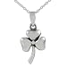 Sterling Silver Polished Four Leaf Clover Celtic Design Pendant with 18 inch Cable Chain