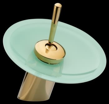 Faucets PVD Brass Brass, 7 inch Waterfall Faucet, Green Disk