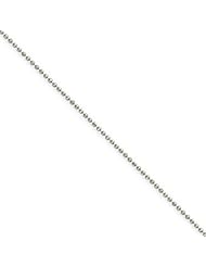 1mm Solid 14K White Gold High Polish Classic Ball Link Chain Necklace with Spring-Ring Clasp - 24" inches