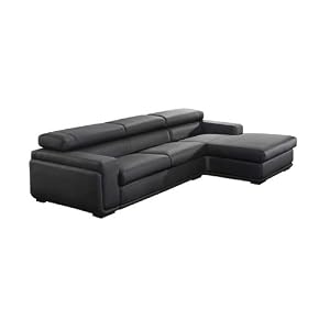 New 2pc Contemporary Leather Adjustable Headrest Sectional Sofa #DK-3355