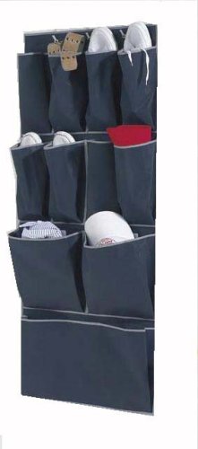 H & L Russel Over The Door Organiser, 11 Pocket Soft Touch, Navy Blue, 112 x 48.2 cm