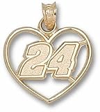 Jeff Gordon Driver Number 24 Heart Pendant - 14KT Gold Jewelry