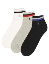 Ralph Lauren Mens Sport Socks Small Pony Black/Grey/White 3Pack