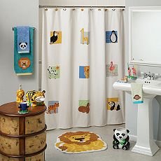 Animal Patch Fabric Kids Shower Curtain
