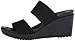 crocs Women's Leigh II 2-Strap Wedge, Black/Black, 9 M US
