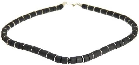 Surf Surfer Black & Silver Colour Bead Beads Necklace Choker - E