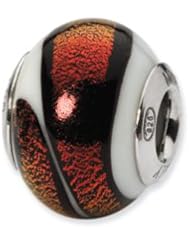 Sterling Silver White/Red Italian Murano Glass Charm