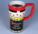 Teacher's Work Is Never Done Decorative Large Mug With Apple Decor Great Gift Item For Teacher