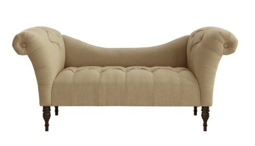 Skyline Furniture Tufted Chaise Lounge in Linen Sandstone On Sale