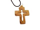 Olive Wood Cross Risen Christ (2"H)