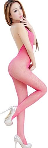 QLM Women's Sexy Tight Fishnet Bodystocking Crotchless pantyhose stockings