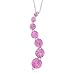 10k White Gold June Birthstone Created Pink Sapphire Journey Pendant, 18"