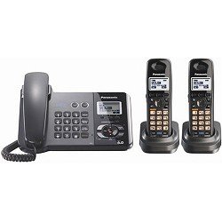 Panasonic DECT 6.0 2-Line Black Corded Cordless Telephone with Two Handsets (KX-TG9392T)
