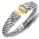 Sterling Silver 18k Twisted Cuff Bangle Bracelet - 7.5 Inch