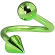 Green Anodized Titanium Spiral Twister Ball-Cone Belly Ring
