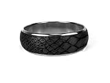 Jet Black Leatherette Snake Skin Bangle Bracelet