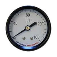 Interstate Pneumatics G2111-160 2 Inch160 PSI - 1/8 Inch NPT Rear Mount Pressure Gauge