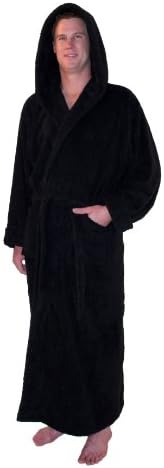 Men's Warm Terry Cotton Full Length Hooded Bathrobe By Grand Blanc