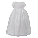 Newborn Girls' Christening Gown Set with Tulle Skirt - White
