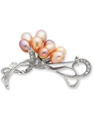 Sterling Silver Imitation Pearl and CZ Pin