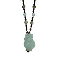 A Unique Gift - Monkey Zodiac Jade Necklace Embellished with Jade Beads and Brown Cord - Born In: 1944, 1956, 1968, 1980, 1992, 2004, 2016