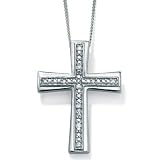 Diamond Platinum Over Sterling Silver Cross Pendant