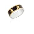 Ziovani Yin Yang Black and Gold-Tone Stainless Steel Ring