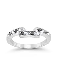 0.25 Cts Black & White Diamond Ring in 18K White Gold