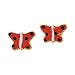14K Yellow Gold Children's Red Enamel Butterfly Earrings