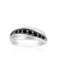 1.00 Ct Black Diamond Ring in Sterling Silver