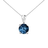 9ct White Gold Created Sapphire Pendant & 18 Chain