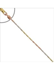 14k Tricolor Gold, Raso Long Link Anklet with Sparkly Diacut