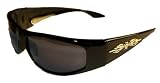 Choppers Black Frame Flash Mirrored Lens Wrap Sunglasses by