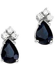 14K White Gold Pear Sapphire and Diamond Earrings