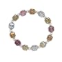 Sterling Silver 7 Inch Multicolor Glass Cabochon Stretch Bracelet