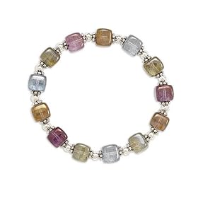 7" Multicolor Glass Cabochon Stretch Bracelet by 
