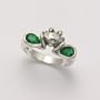 Frog Face with Two Synthetic Emerald Ring