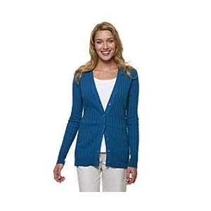 Lands' End Women's Regular Fine Gauge Rib V-neck Cardigan Sweater