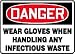 All Products : DANGER WEAR GLOVES WHEN HANDLING ANY INFECTIOUS WASTE 10" x 14" Aluminum Sign
