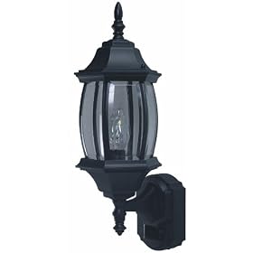 Heath/Zenith SL-4196-BK-A 180-Degree Motion-Activated Traditional Estate Style Decorative Lantern, Black