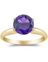 0.40 Cts of 5 mm AAA Round Amethyst Solitaire Ring in 14K Yellow Gold