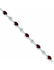 Genuine .925 Sterling Silver African Ruby And Diamond Bracelet 5.8 Grams . 100% Satisfaction Guaranteed.