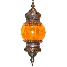 Orange Glass and Brass Lantern