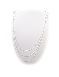 Sterling Silver Multi-strand Hammered Circle 36 Inch Long Layered Chain Necklace Italy