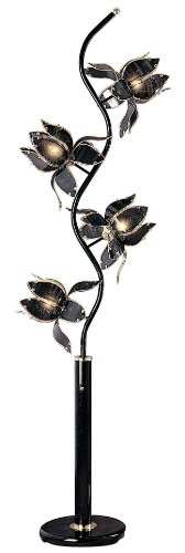 Ore International K-9334KA 73-Inch Flower Floor Lamp, Black On Sale