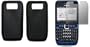 Solid Black Silicone Gel Skin Cover Case + Screen Protector for Nokia E63
